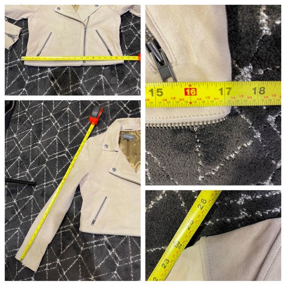 Michael Stars Goat Suede Moto Jacket Beige - Picture 7 of 12